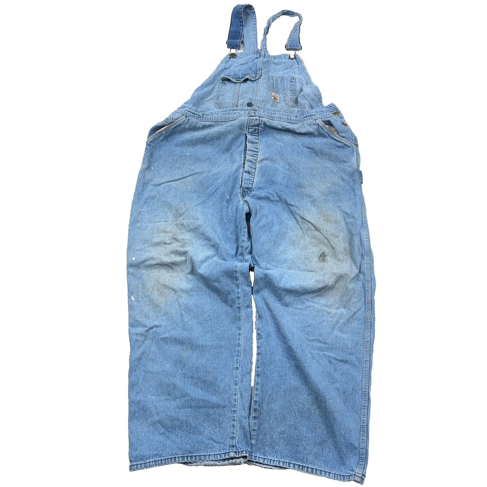 Vintage Pointer Brand Bibs Coveralls Men 48x30 Blue‎ Jean Denim USA Distressed